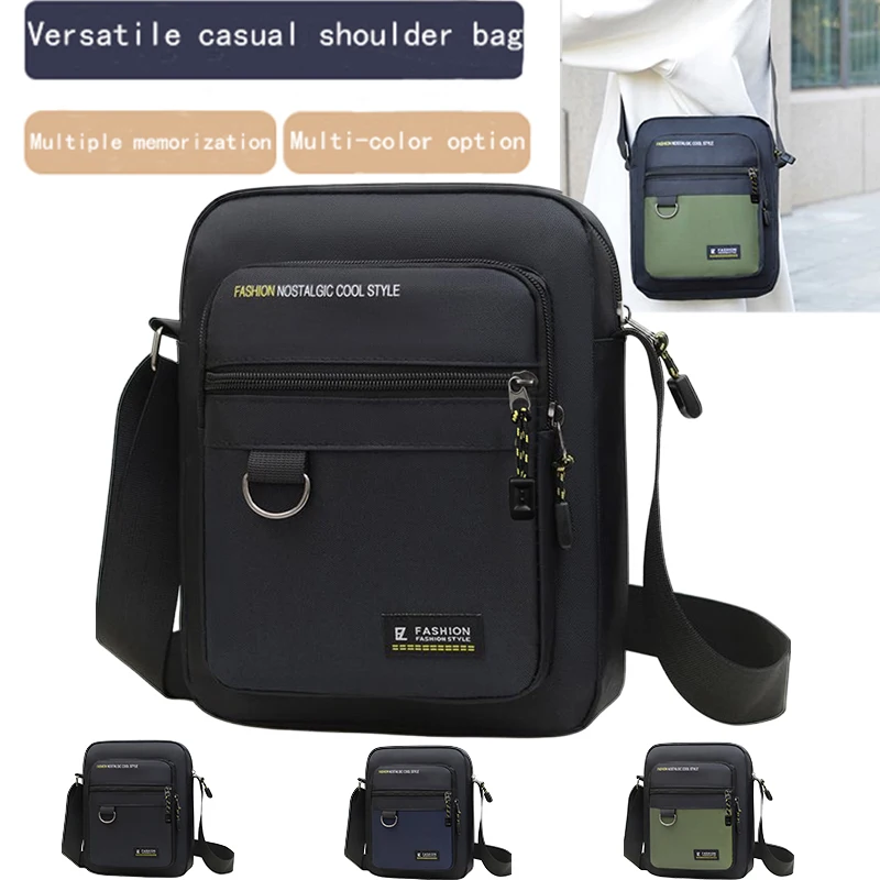 Durable Men's Crossbody Bag, Water Resistant Nylon Shoulder Purse with Multi-pocket Design for Daily Commute & Travel