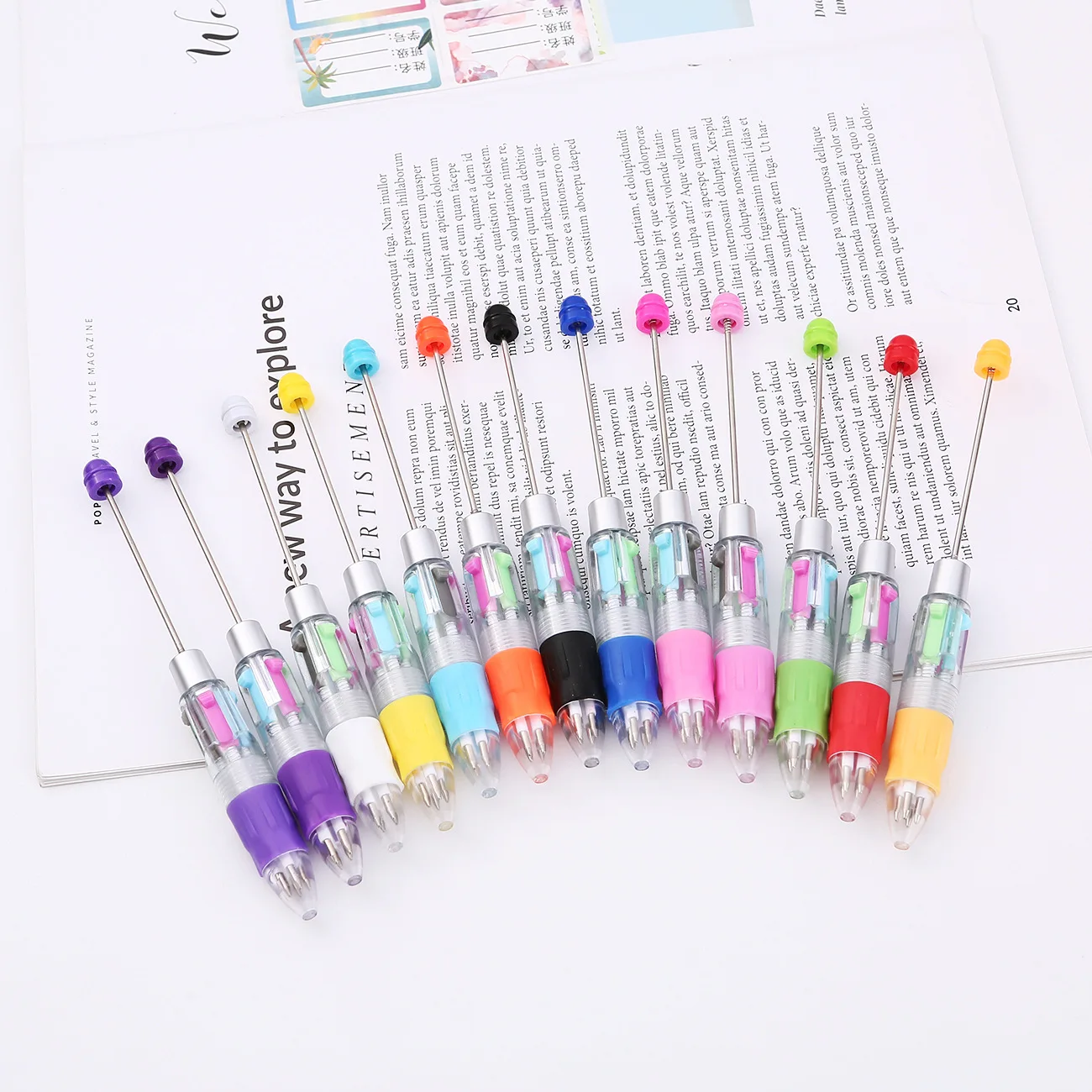 1pcs 5pcs 10pcs 50pcs Four Colour Refills Beaded Pens for Beadable Ballpoint Pen for Student Gift School Luxury Signature Pen