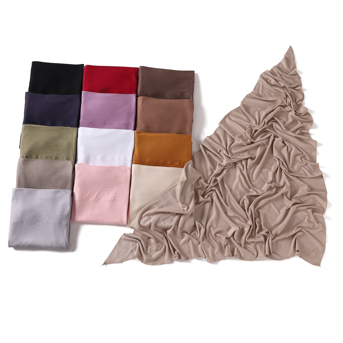 Premium Triangle Jersey Hijabs for Women Solid Muslim Scarves Turban Elastic Bandana Arab Headscarf Khimar Wraps Saudi Hijabs