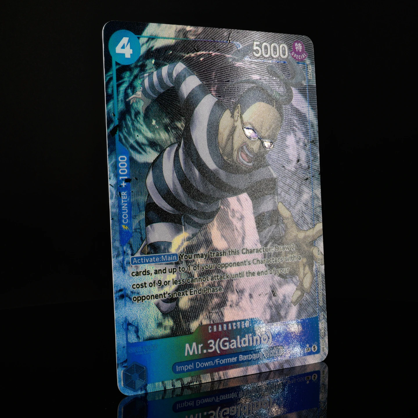 One Piece TCG OPCG English OP16-056 Mr.3(Galdino) 4 Cost Blue Galdino Textured Foil Card Anime Collectible Card