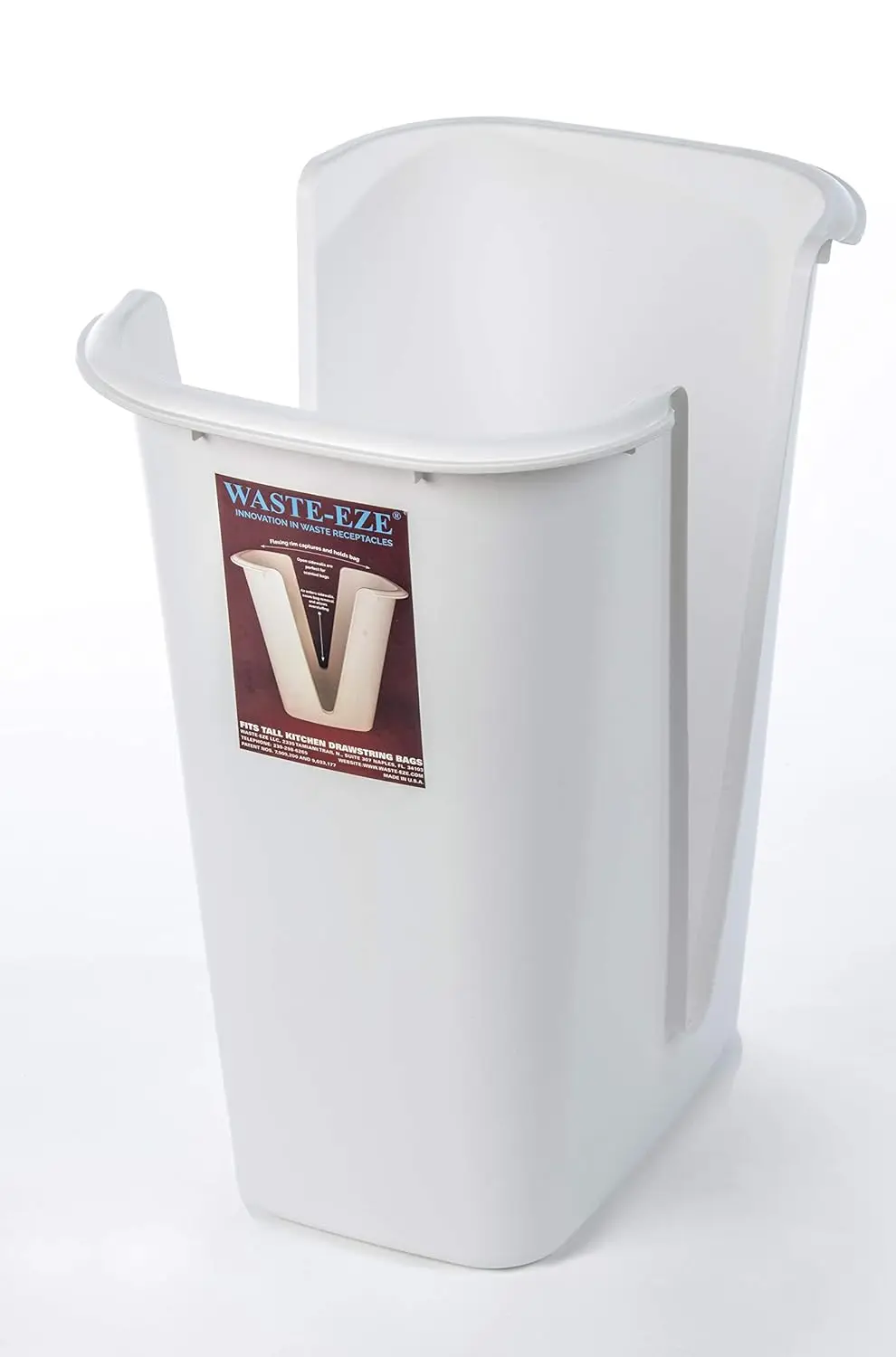 

Waste-Eze; Adaptive,13 Gallon Kitchen/Office Trash Can, with Ergonomic, Easy-to-Use Design and Made in The U.S.A. - White
