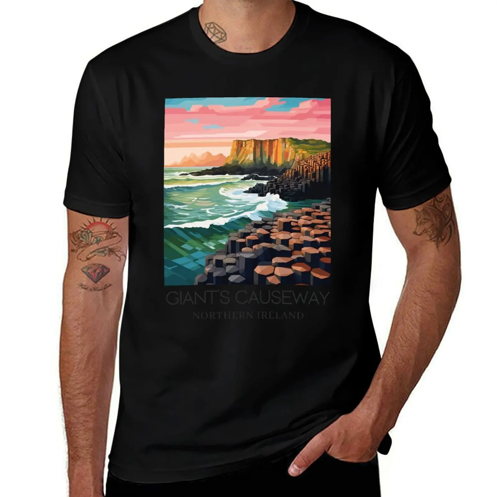 

A Pop Art Travel Print of the Giant′s Causeway - Northern Ireland T-Shirt graphics baggy shirts funny t shirts men