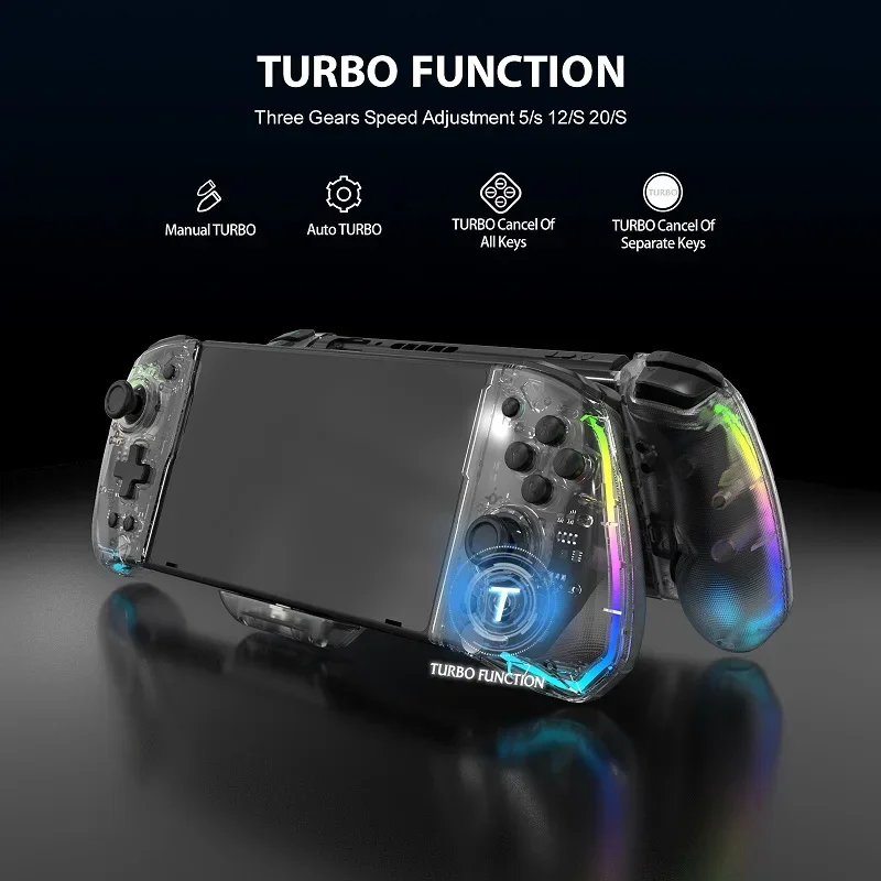 YS43 Interruptor Transparente Gamepad Controlador Joystick com LED Vibrante, TURBO, Controle de Movimento de 6 Eixos - Acessório para Jogos Final
