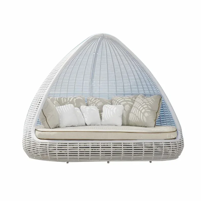 

Outdoor rattan deck bed, open-air rattan beach chair, pool lounger, balcony sofa
