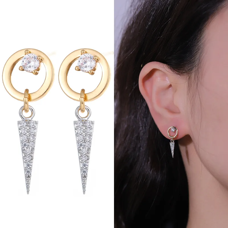 Delicate punk two-color electroplated pearl rhinestone rivet razor blade autumn and winter personalized pendant earrings set wom