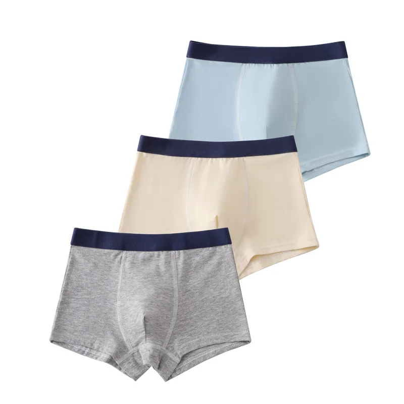 new high quality boys boxer shorts panties kids solid 95%cotton children underwear 2-8year 5pcs/lot fashion students mix color