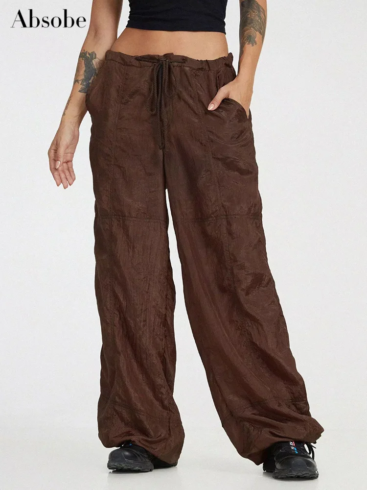 

Брюки Absobe женские свободные повседневные с заниженной талией, удобные штаны с широкими штанинами для отдыха, уличные модные тренды, уличная одежда