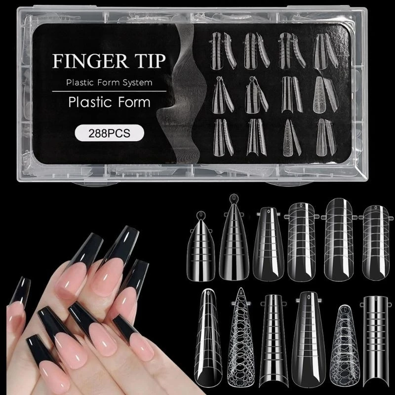 G99E 288Pc Full Cover Fake Hard Gels for Nail Acrylic Forms Manicure Tool