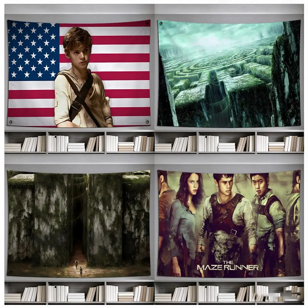 Suspenseful Thrilling Movie T-The Maze Runner Flags Four Ring Ornament Indoor Outdoor Decor Simple Hanging Mount Gift