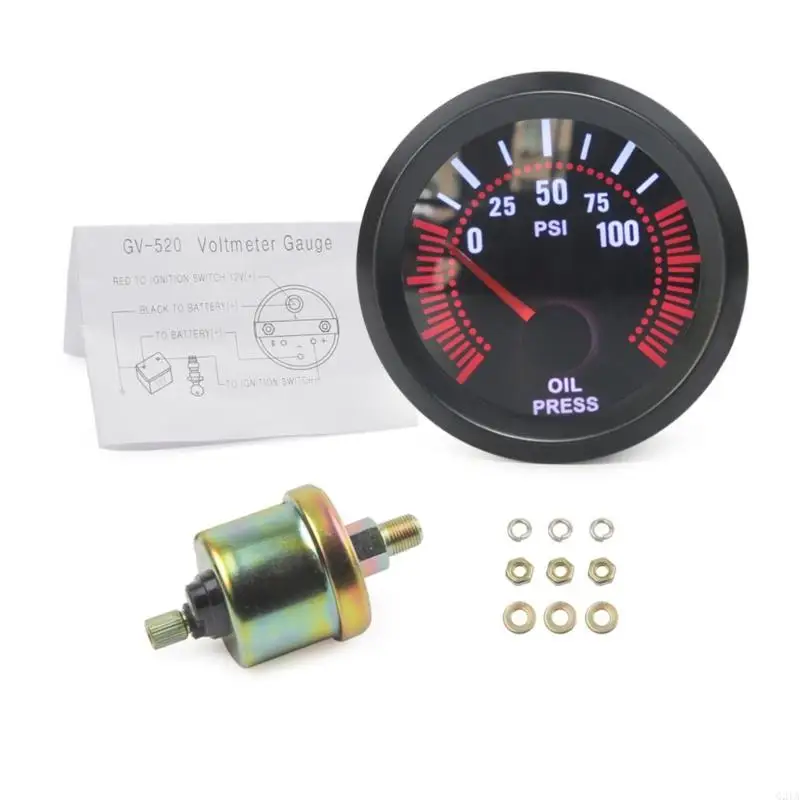 52 mm 12V Car Panel Meter with Clear Round Face for Interior Installation