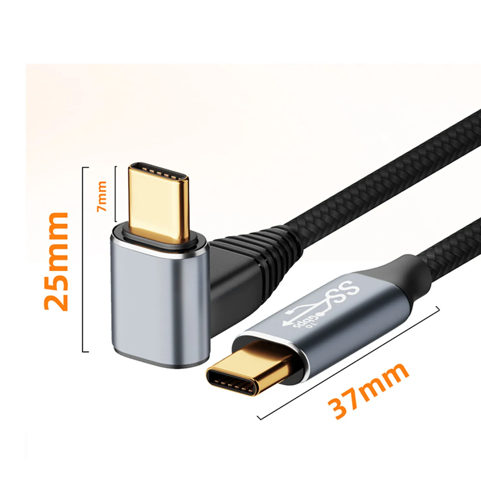 90 Degree USB C Cable 4K 60Hz Supports PD100W Type C 3.1 Gen2 Full Function USB C Fast Charging Cord for Steam Deck USB C Cord