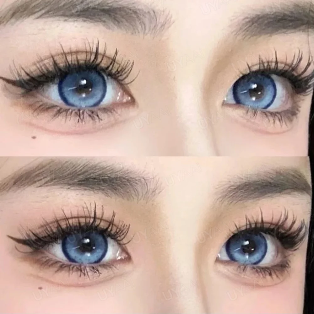 UYAAI-Lentilles de contact de couleur naturelle pour les yeux, bleu, gris, marron, belle pupille, annuelles, 2 pièces