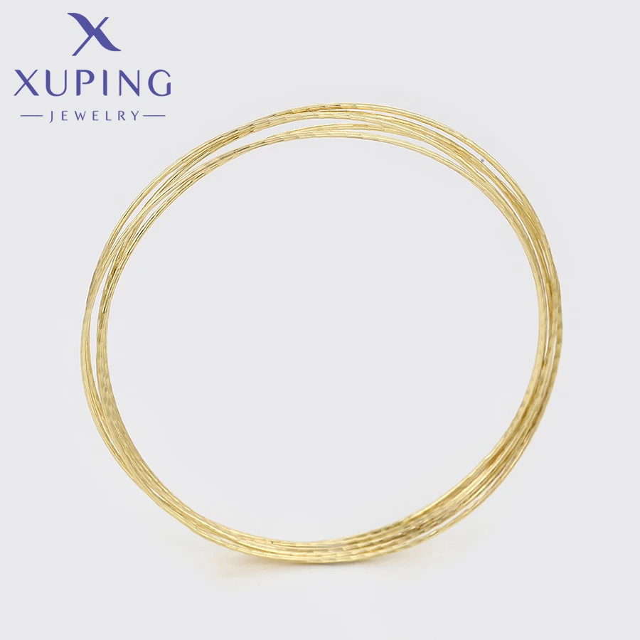 Xuping Jewelry New Arrival Simple Light Gold Color 6 Pieces Bangle Sets Copper Alloy Big Bangles for Women Gifts X000956631