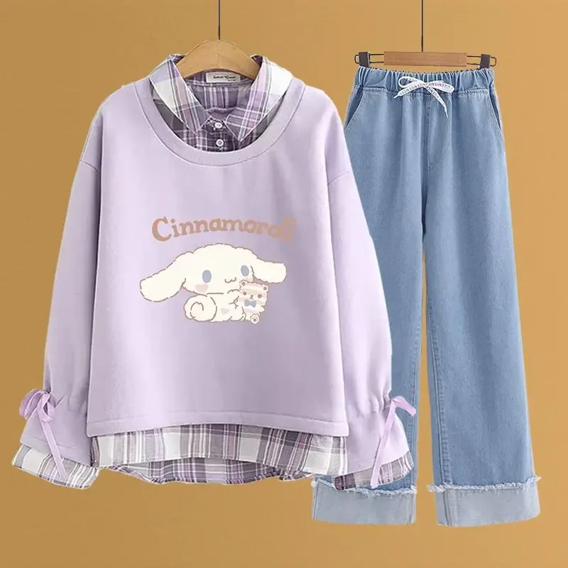 

Sweet Cinnamoroll Kawaii Sanrio Anime Student Casual Hoodie Loose Pants Cute Cartoon Baby Long Sleeve Clothing Y2k Gifts for Kid