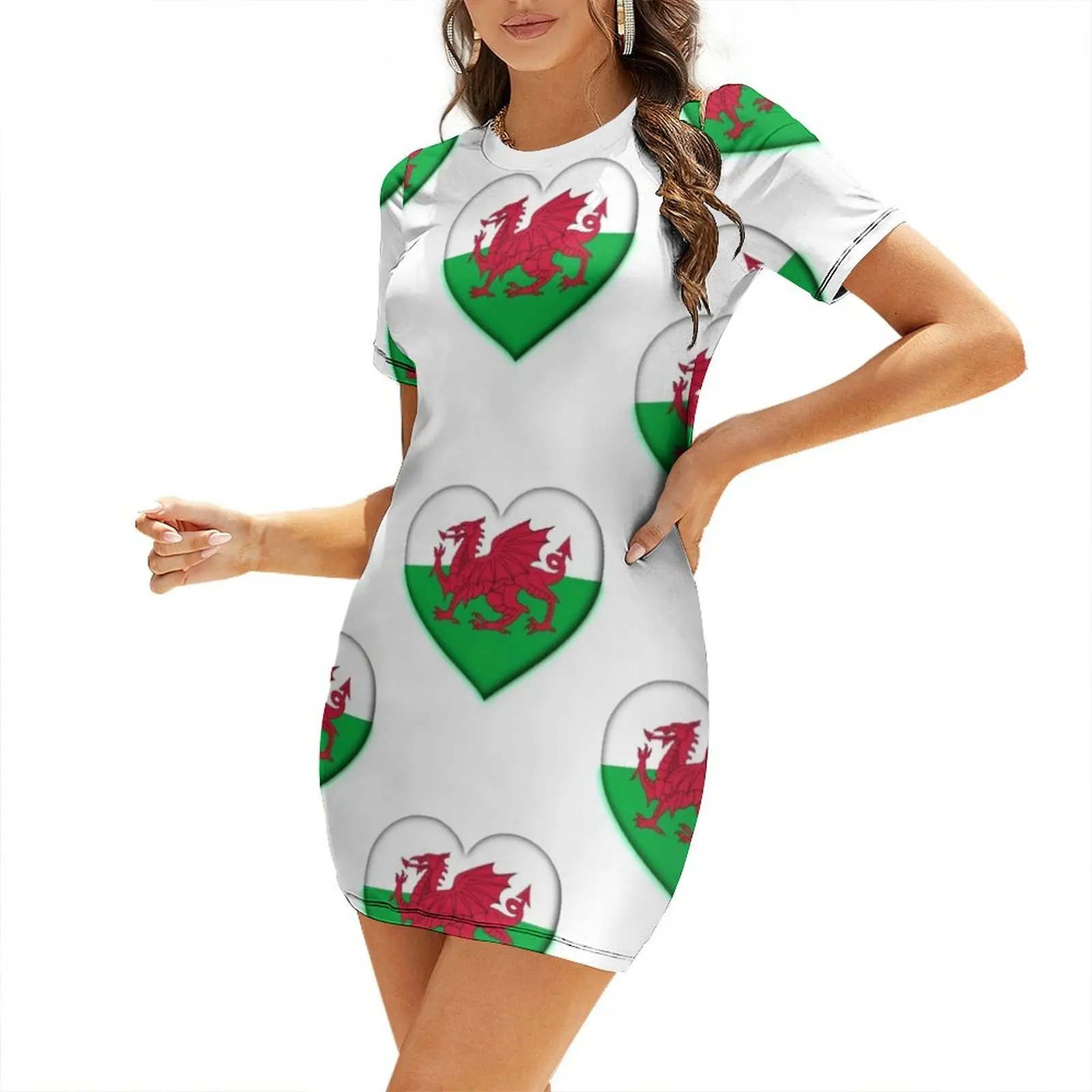 

I LOVE WALES Short-Sleeved Dress Dresses long dress women summer Woman's evening dress