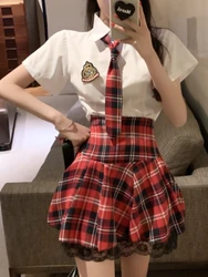 Student Uniform Plaid Vintage High School Costumes Cosplay Schoolgirl Sweet Anime Role Play Dress Animation Show Garment