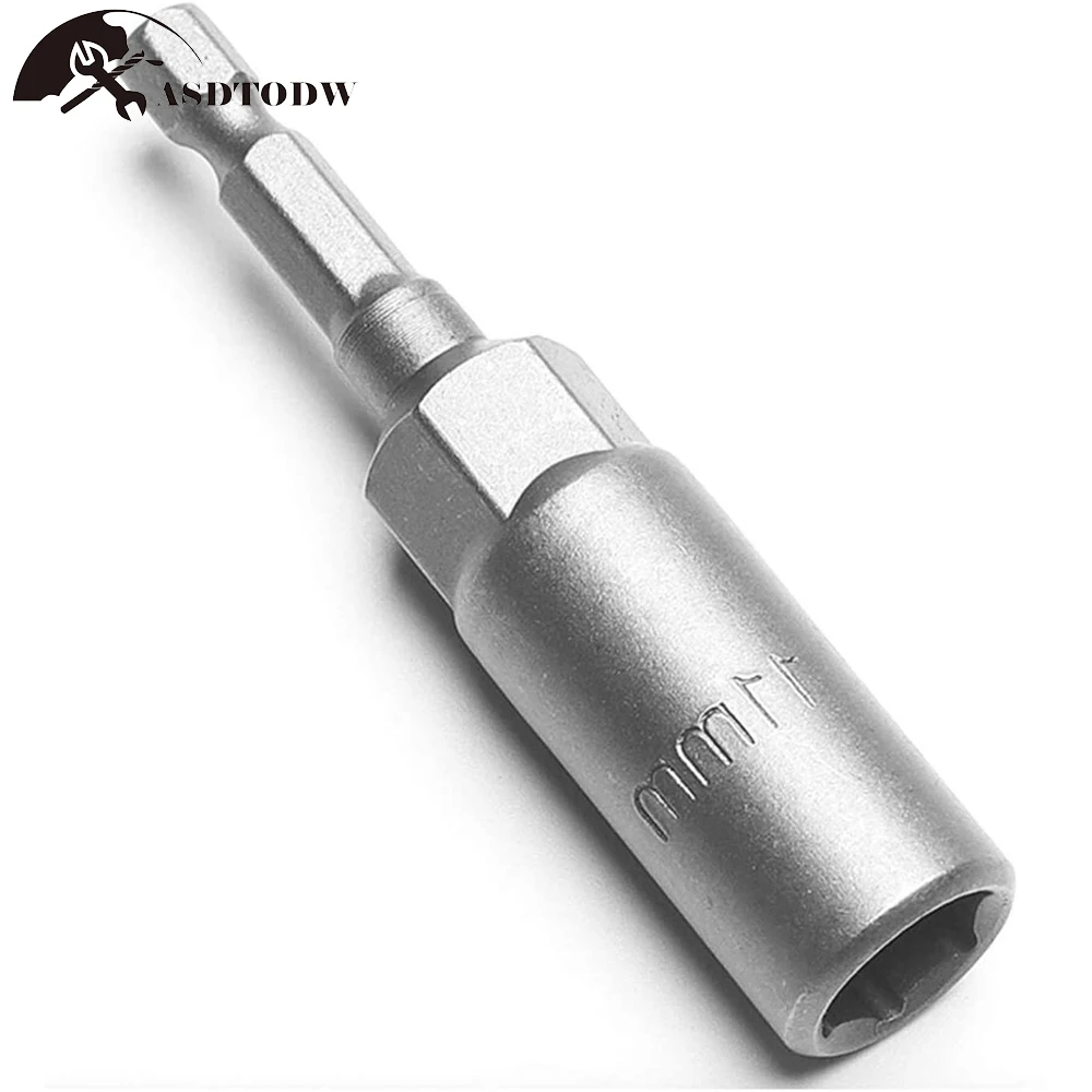 5.5-19mm Impact Socket Adapter 80mm Length Deepen Power Nut Driver Drill Bit Set for Power Tools 6.35Mm Hex Shank Quick Adapter