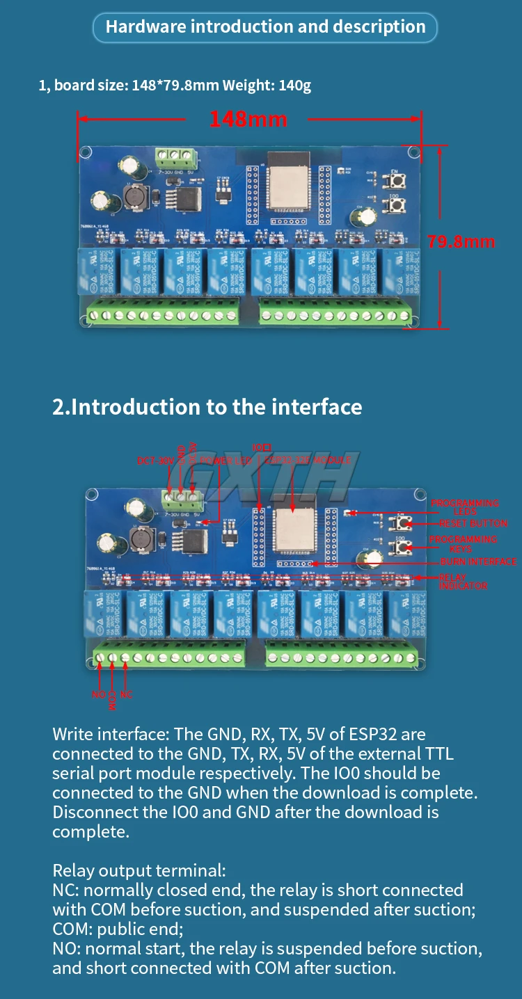 ESP32 WIFI Bluetooth BLE 1/2/4/8-Kanal-Relaismodul ESP32 Entwicklungsboard Zubehör AC220V/DC5-30V – Detail 29