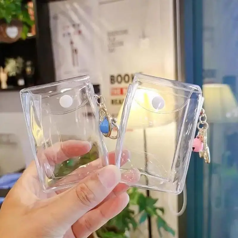 Transparent PVC Square Mini Coin Purses Case Clear Small Key Wallets Pouch Women Kids Girls Lipstick Earphone Coin Storage Bags