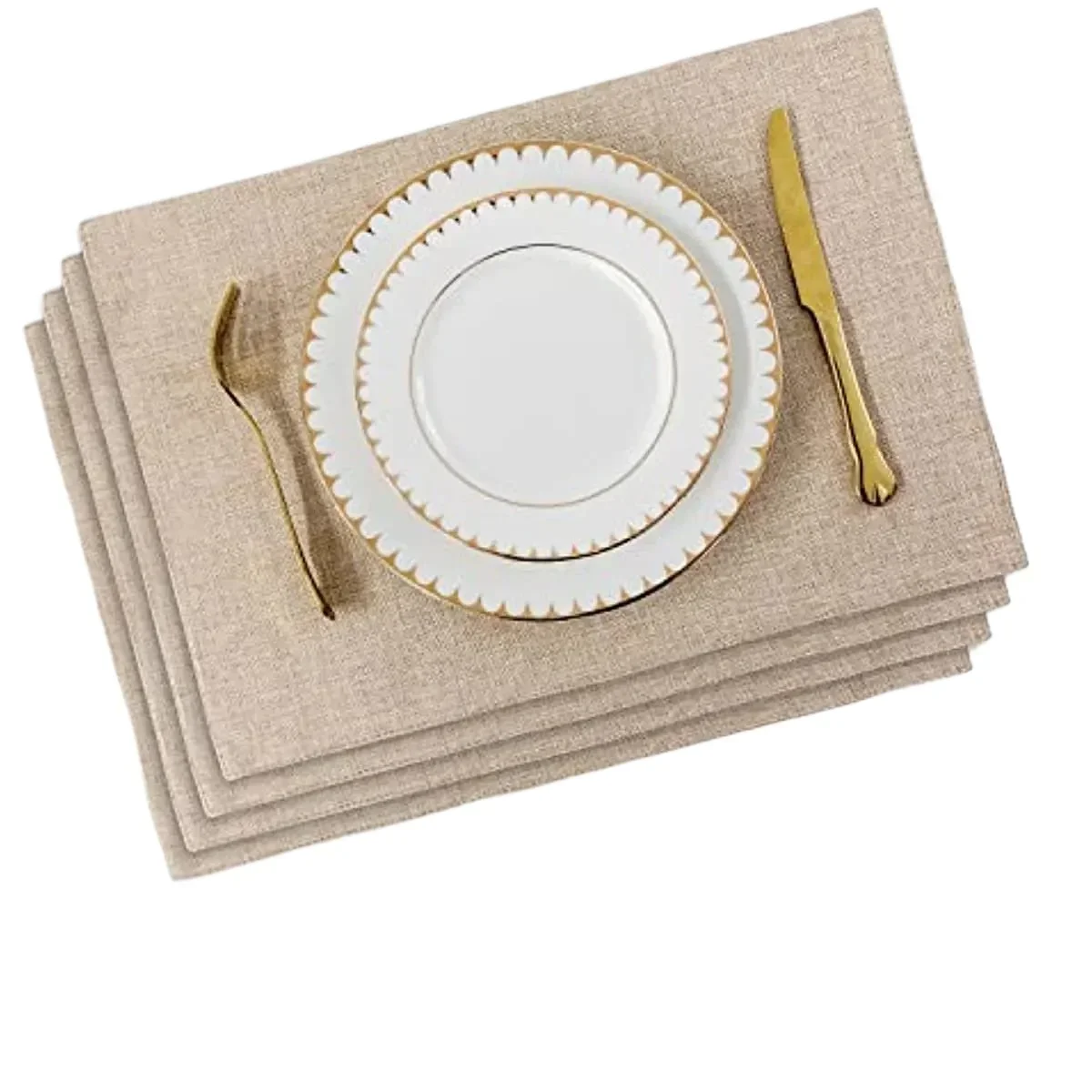 Placemats by Home Brilliant Heat Resistant Dining Table Place Mats Cloth Kitchen Table Mats Indoor Outdoor Placemat Light Linen