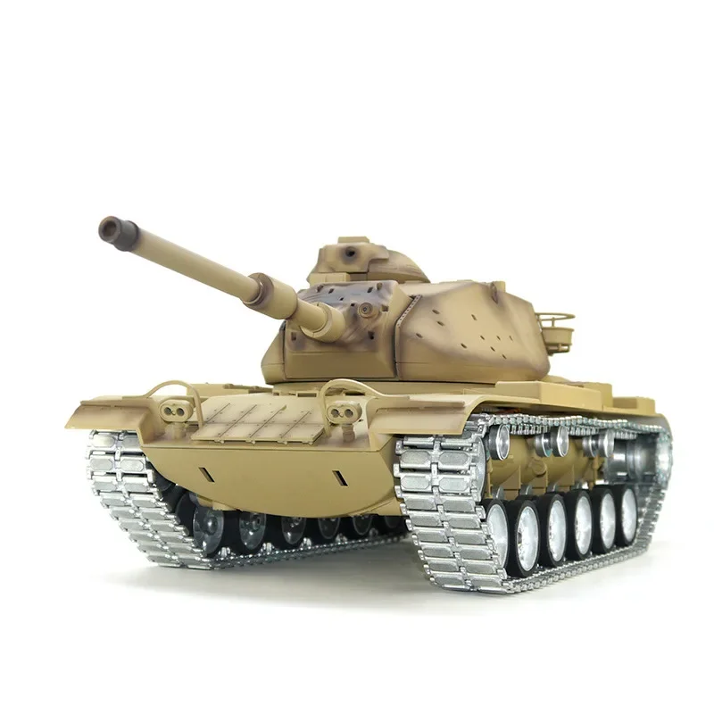 Tanque de batalla principal con Control remoto para niños, juguete eléctrico de simulación amarillo del desierto, escala 1:16, M60A1, novedad de 2024