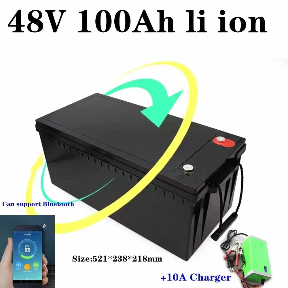 

lithium 48V 100AH li ion battery With bluetooth APP BMS for 3500W 5000W go cart scotter Solar energy storage + 10A charger