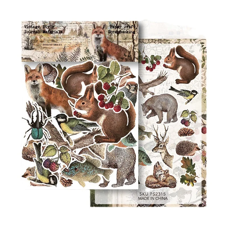 YBYAO 40pcs Vintage Christmas Stickers Die Cuts Sticker Planner Card Making Junk Journal Ephemera Animal Stickers Scrapbooking