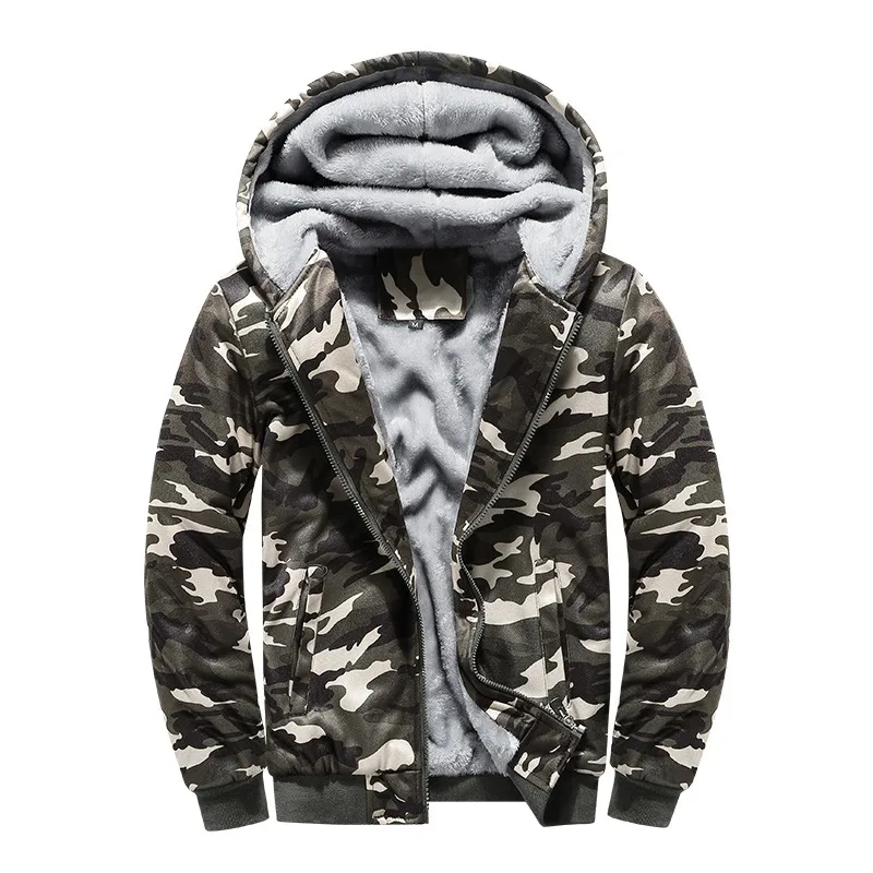 

Camouflage Sweatshirt Korean Style Casual Cardigan Autumn and Winter Zipper Pocket Hooded Printed Long-sleeved Jacket Top