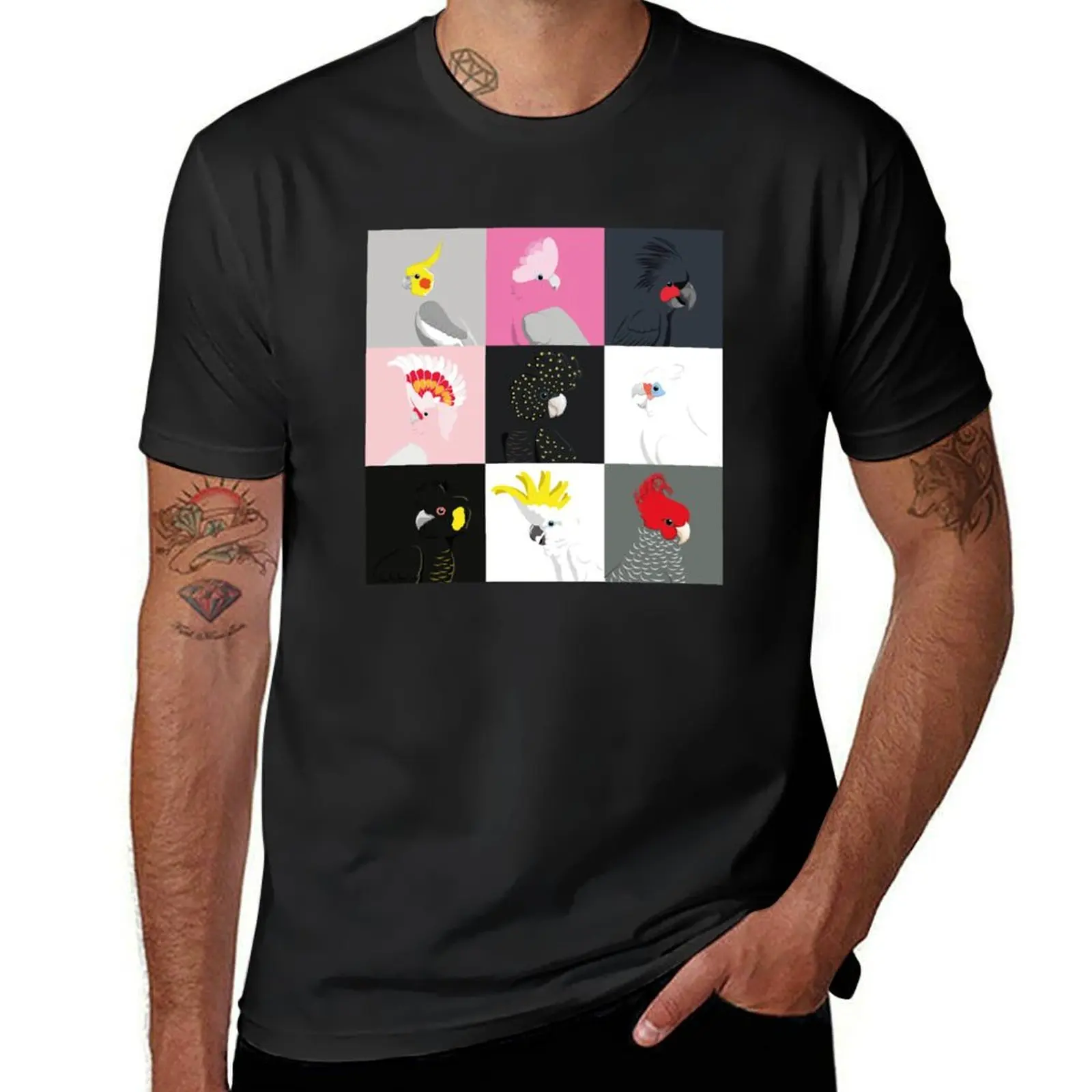 Cockatoo portrait tile pattern T-Shirt cute tops blanks t shirts men