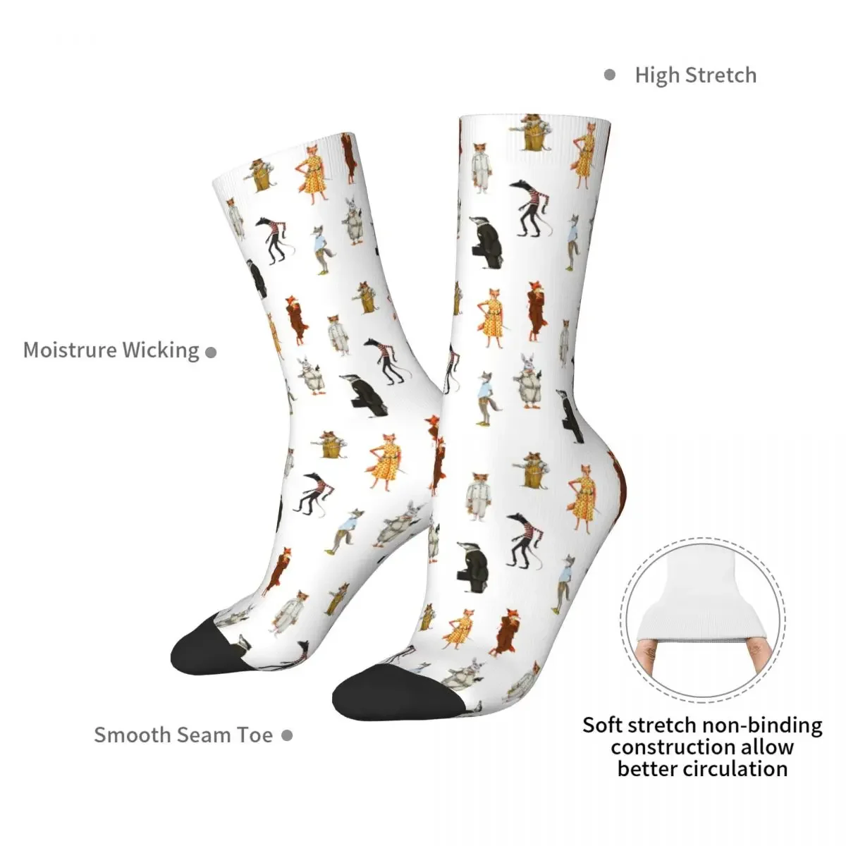 Fantastic Mr. Fox And Mrs. Fox Family Sticker Pack Socks Harajuku Sweat Absorbing Stockings All Season Long Socks Accessories