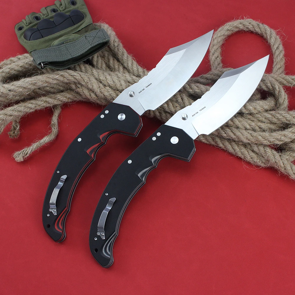 Cold MAYHEM Military Tactical Knife Large Folding Knife AUS10A Steel G10 Multipurpose Survival Self-defense Hunting Tanto Knives