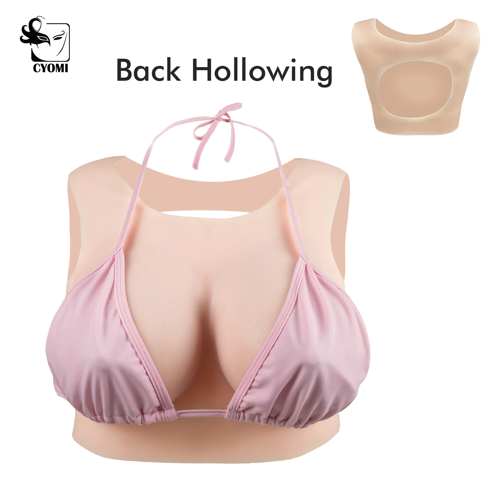 CYOMI Realistic Silicone Breast Forms Hollow Fake Boobs False Chest for Transgender Crossdresser Sissy Drag Queen Cosplay