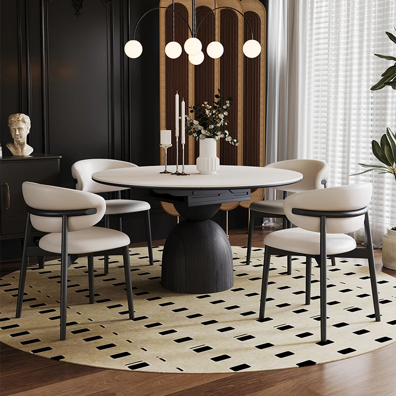 Small household, modern simplicity and light luxury, solid wood folding retractable square, dual-purpose rice