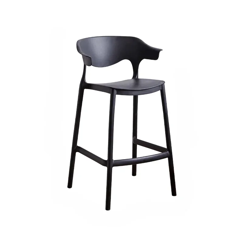 Household Bullhorn Bar Chair Simple Plastic Backrest with High Stools That Can Be Stacked Bar Chair with Armrests High Leg Chair