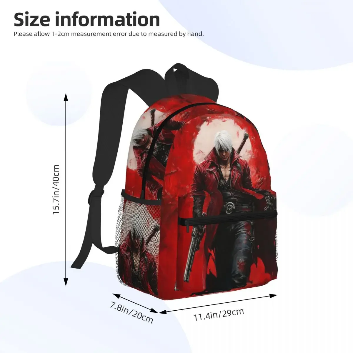 Devil Action Game Casual May Cry Student Backpack School Bag Hiking Travel Daypack for Boys Girls Fashion Bookbag Shoulder Bags