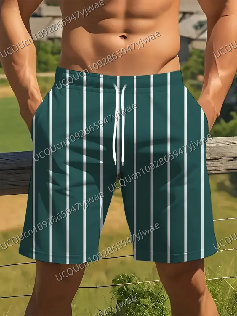 

Men's Stripe Print Beach Shorts Casual Unisex Gym Fitness Men's Trousers Summer Women Shorts Sport Beach Shorts