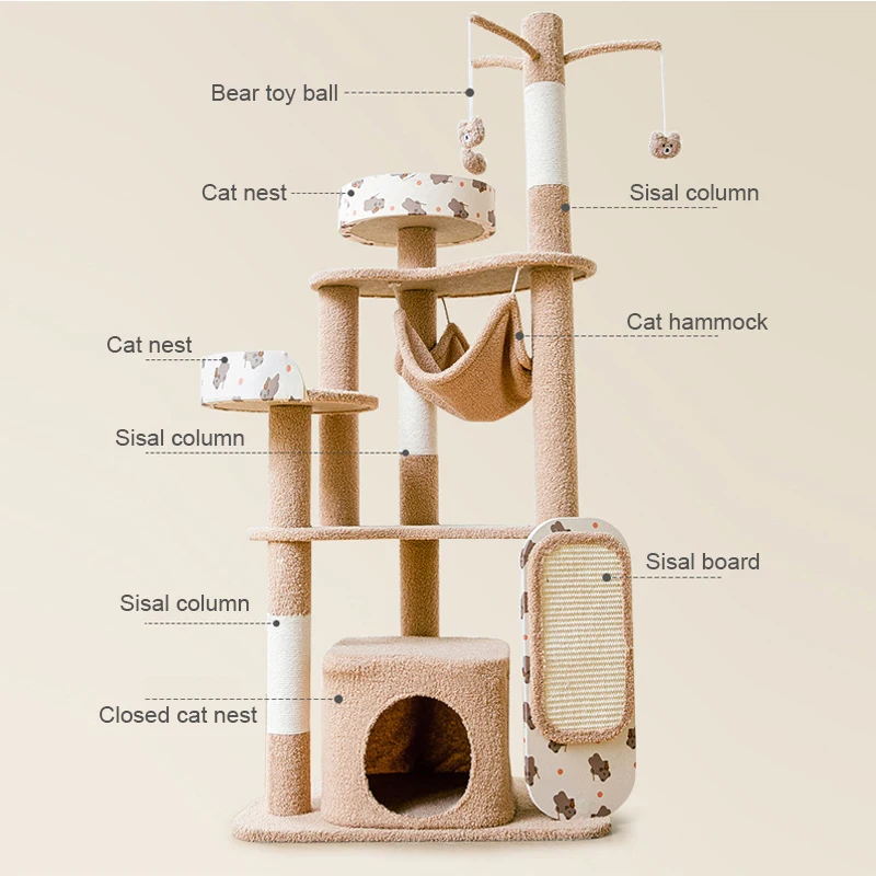 Best Seller Cat Climber Tower Sisal Material Cat Tree House For Living