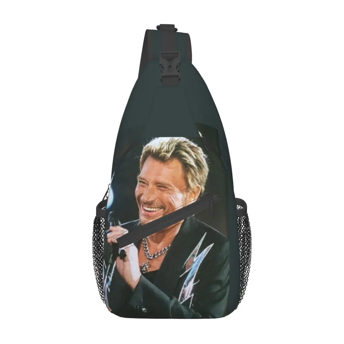 Johnny Hallyday-bandolera pequeña para el pecho, mochila de hombro para senderismo al aire libre, mochilas de día, Satchel de cantante de Rock francés