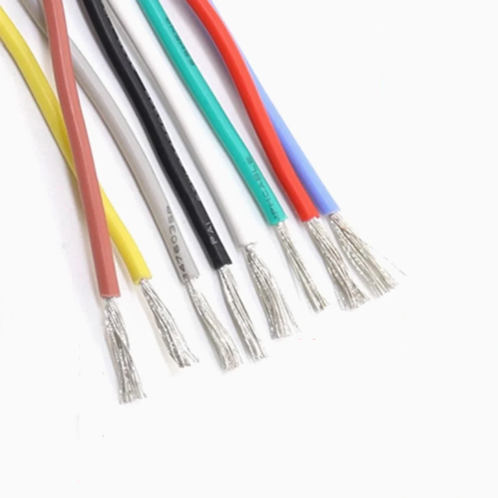 

Многожильный провод 20 AWG 22AWG UL3239 Гибкий силиконовый провод с резиновой изоляцией, луженая медь, 3000 В, черный, белый, красный, луженый медный шнур