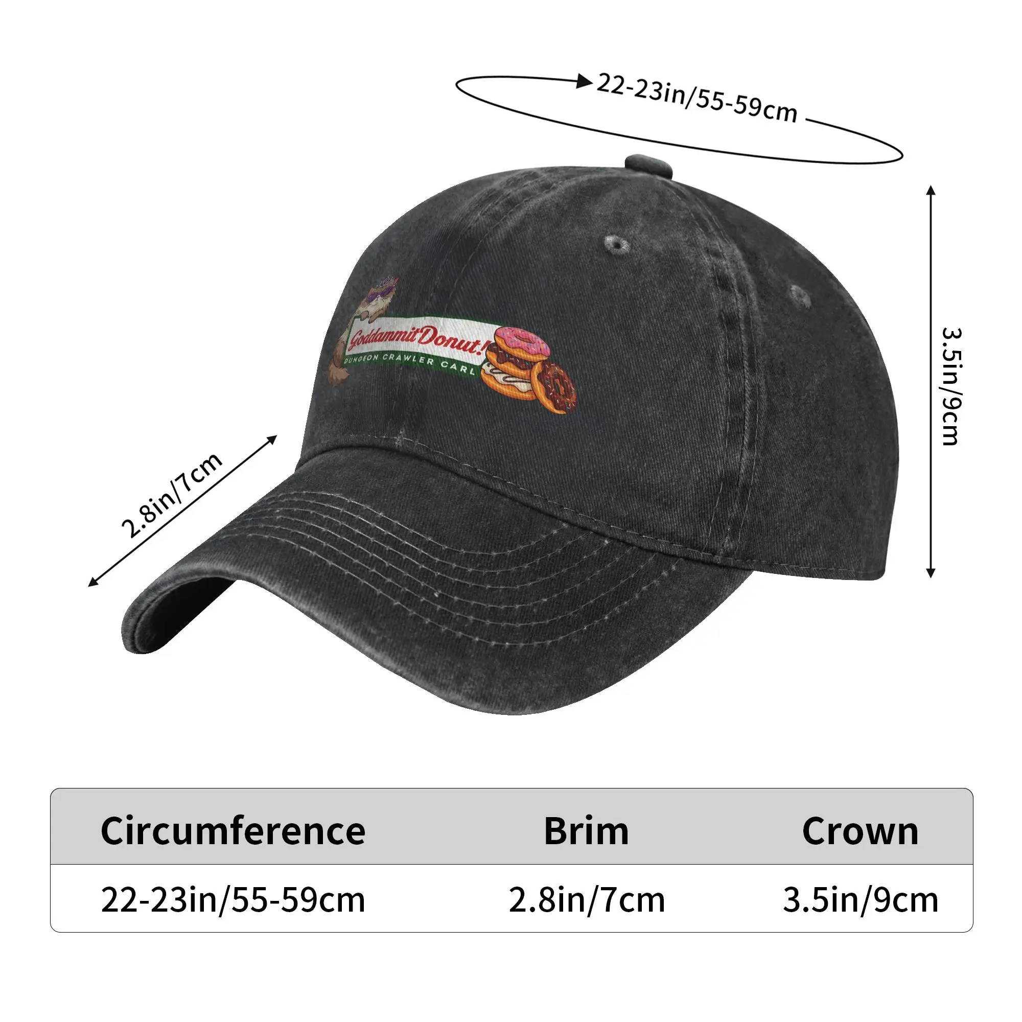 Summer Dungeon Crawler Carl Goddammit Donut Baseball Cap Sun  Sun Visor Custom DIY Washed Hip Hop Hats Camping Baseball Caps