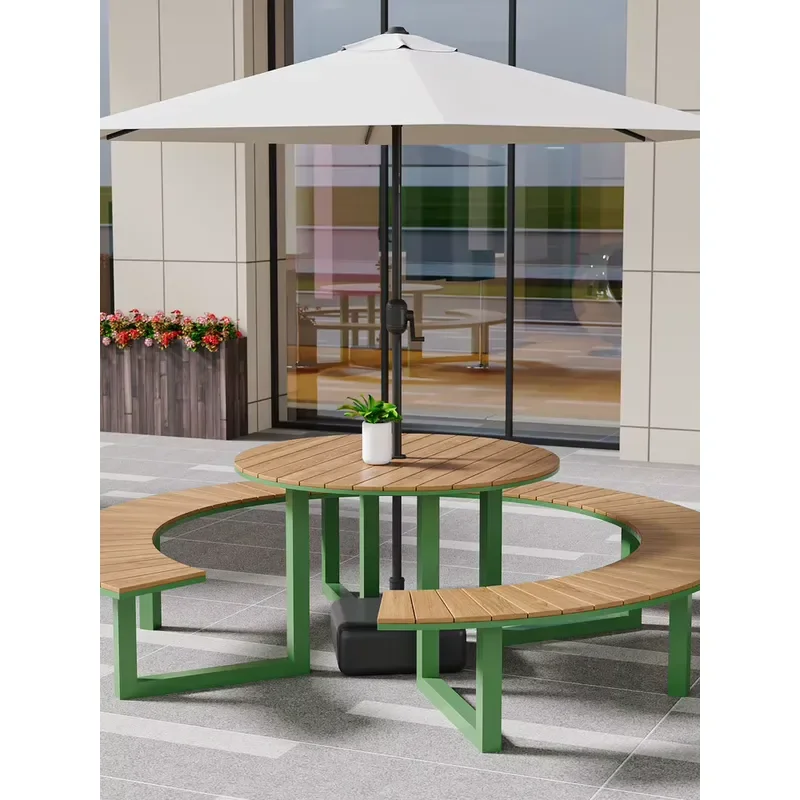 Waterproof Outdoor Patio Furniture Set Square Dining Table and Chairs for Garden Courtyard Park Leisure Open Air Round