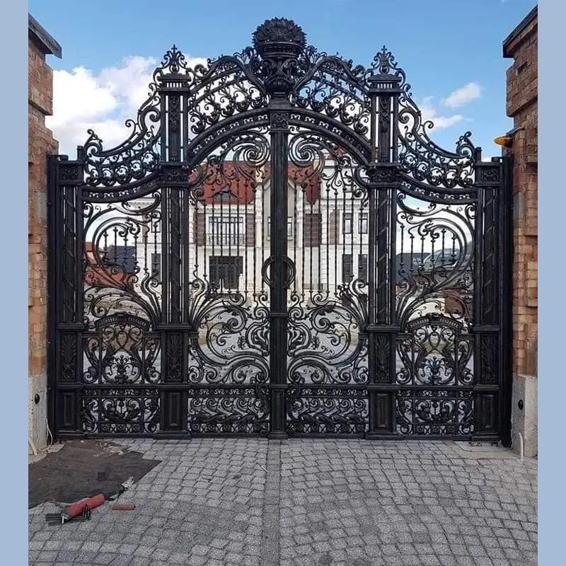Customized Wrought Iron Door Classic Secure Handcrafted Iron Grand Entrance Gate