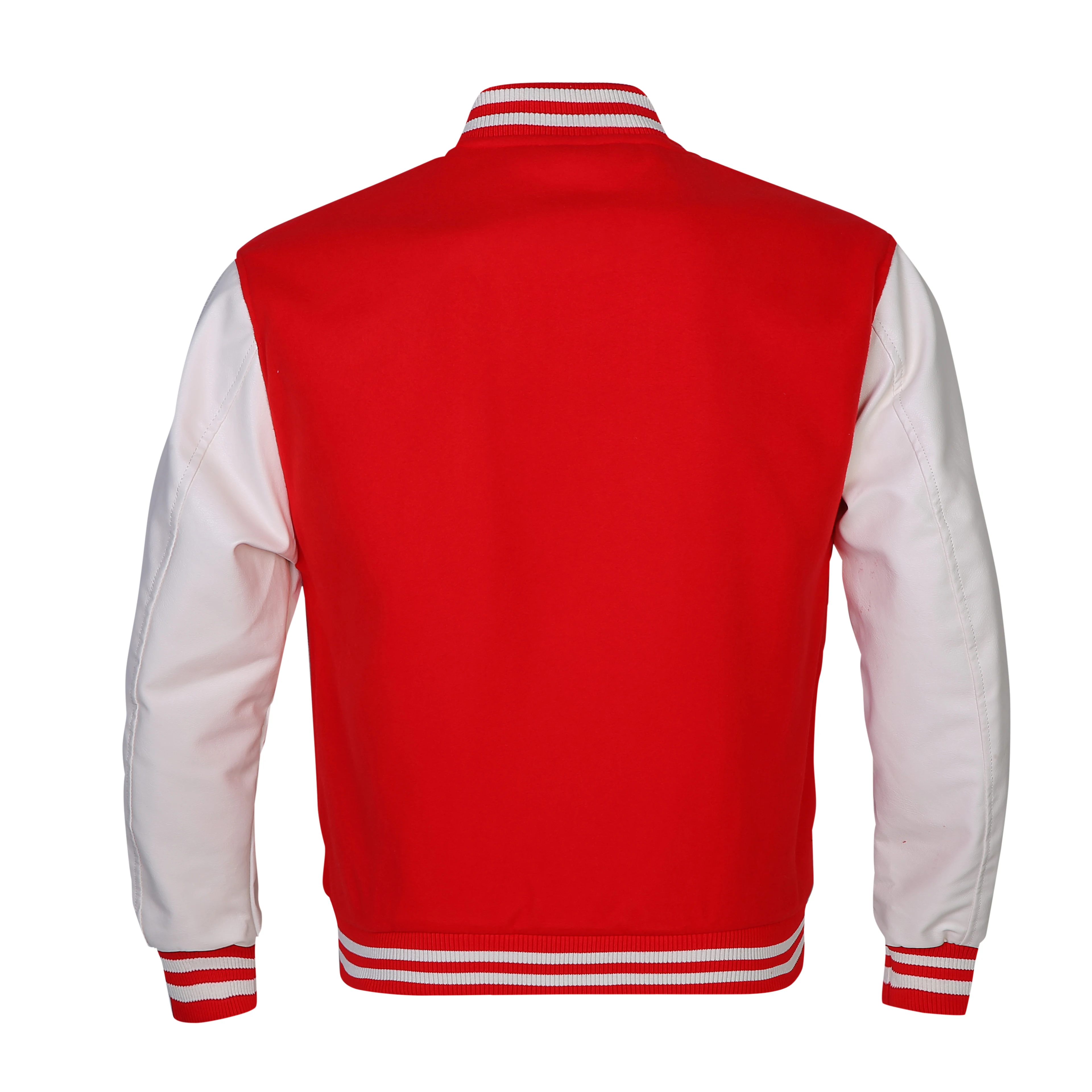 Letterman Coat Autumn Solid Casual Leather Sleeves Wool Unisex Vintage Baseball Varsity Jackets Men