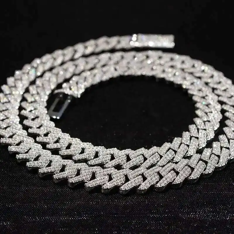 

Custom Fine Jewelry Cuban Necklace 15mm Vvs Diamond Moissanite Cuban Link Chain