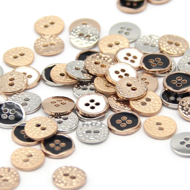 2 /4 Holes 10mm Small Shirt Blouse Gold Metal Buttons For Clothes Doll Cuff Collar Decorative Handmade DIY Crafts Wholesale