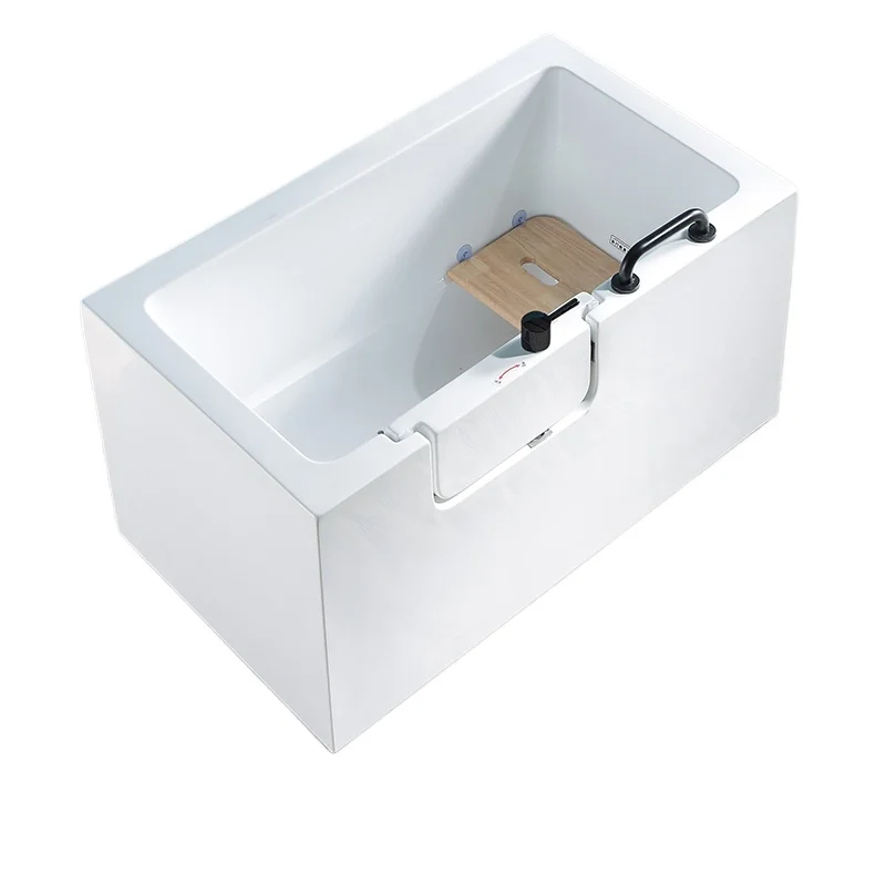 Small apartment bathtub barrier-free surfing massage home door sitting armrest y