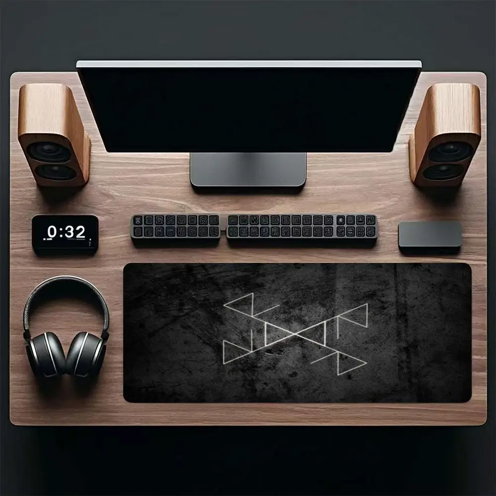 Linear simple rune symbol desk mat cold functional non-slip edge  natural rubber minimalist dark non-slip stitched mouse pad