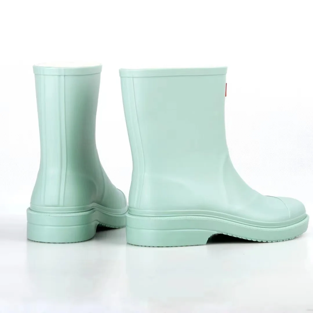 New Women Short Rain Boots Waterproof Rubber Rainboots Female Wellies Boots Non-slip Water Shoes