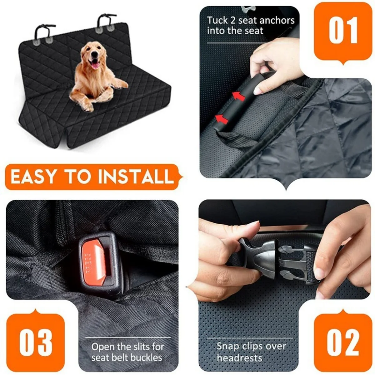 Auto Hund Sitz Abdeckung Für Rücksitz Wasserdicht Auto Hinten Pet Sitz Schutz Matte Rutschfeste Universal Sicherheit Träger Für Ausflug Hunde – Detail 2