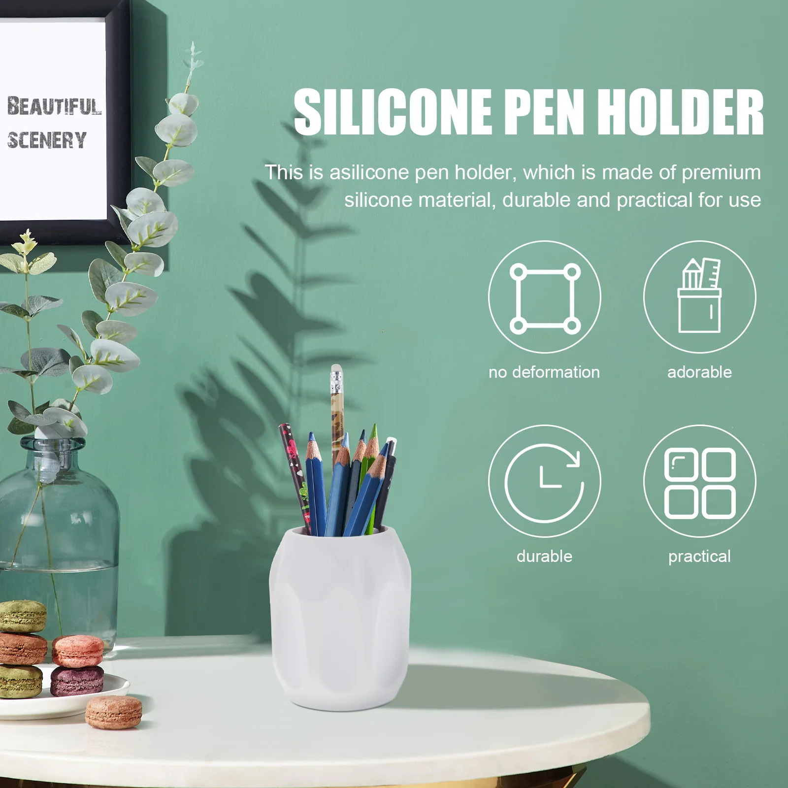 

Creative Silicone Pen Organizer Adorable Wave Point Design Desktop Decor Multi Functional Storage Container for Stationery
